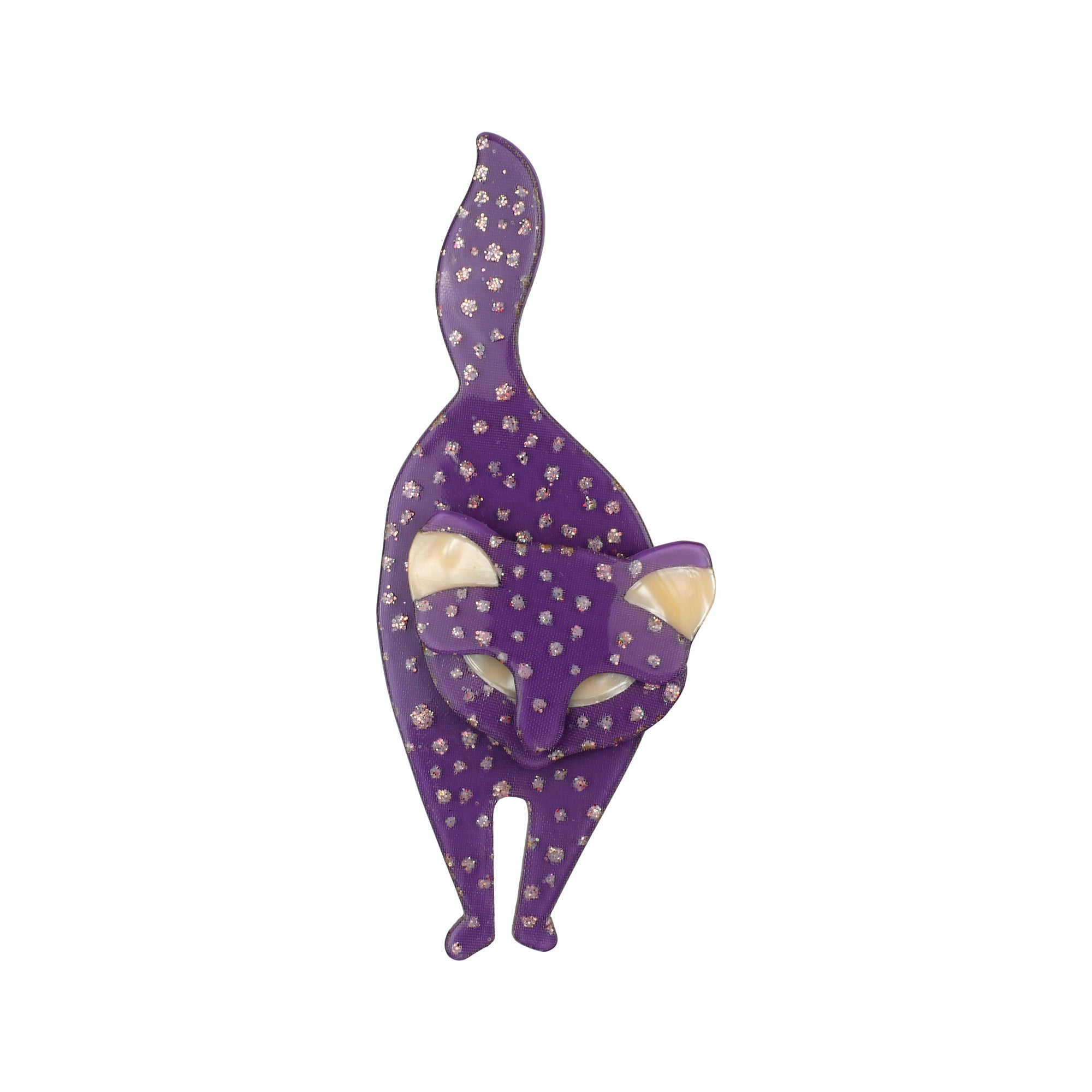Lea Stein Bacchus the Cat Brooch Purple Apricot