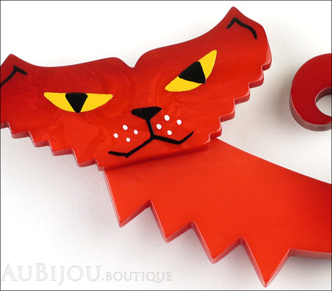 Marie-Christine Pavone Brooch Cat Geometric Petrus Red Galalith