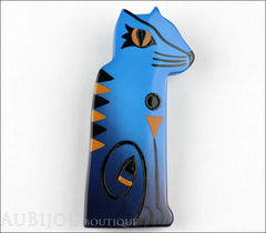 Marie-Christine Pavone Brooch Cat Egyptian Blue Galalith Limited Edition