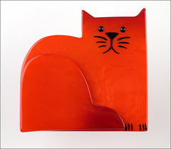 Marie-Christine Pavone Brooch Cat Sitting Socrate Red Galalith