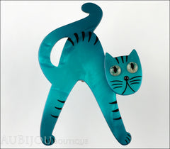 Marie-Christine Pavone Brooch Cat Bristle Turquoise Blue Galalith