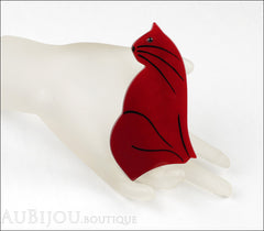 Marie-Christine Pavone Brooch Cat Chic Red Galalith