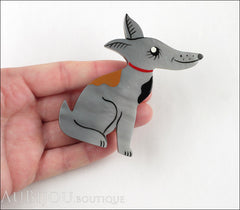 Marie-Christine Pavone Pin Brooch Dog Jack Russel Terrier Grey Galalith
