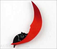 Marie-Christine Pavone Brooch Cat On The Moon Red Galalith