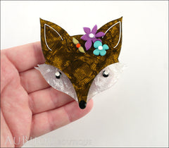 Erstwilder Pin Brooch Flora Fox Face Amber Gray