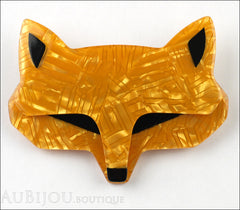 Lea Stein Goupil Fox Head Brooch Pin Yellow Orange Black