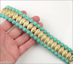 Vintage Trifari Faux Turquoise Blue Cabochon Parure Necklace Brooch Pin Bracelet