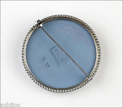 Vintage Wedgwood Blue Jasper Pegasus Cameo Porcelain Sterling Silver Brooch Pin