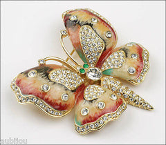 Kenneth Jay Lane KJL Figural Enamel Rhinestone Butterfly Insect Brooch Pin