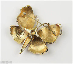 Kenneth Jay Lane KJL Figural Enamel Rhinestone Butterfly Insect Brooch Pin