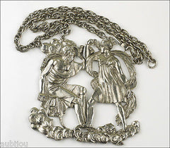 Vintage Huge Signed Art Greek Mythology God Zeus Pendant Necklace Medallion 1970's