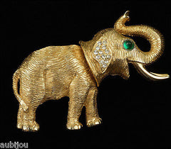 Vintage Kenneth Jay Lane KJL Figural Articulated Elephant Rhinestone Brooch Pin 1960's