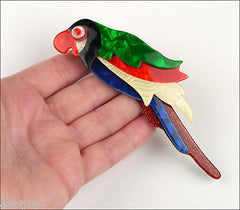 Lea Stein Kokokah The Parrot Brooch Pin Green Red Black Blue Model