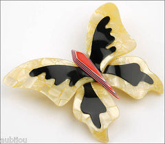 Lea Stein Elfe The Butterfly Insect Brooch Pin Jonquil Black Red Side