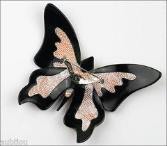 Lea Stein Elfe The Butterfly Insect Brooch Pin Black Cellestial Multicolor Back