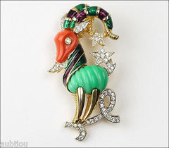 Vintage Denicola Zodiac Capricorn Enamel Rhinestone Lucite Brooch Pin Pendant Goat