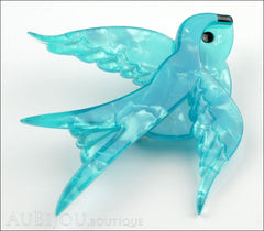 Erstwilder Bird Brooch Pin Bluebird of Happiness Pearly Blue Side