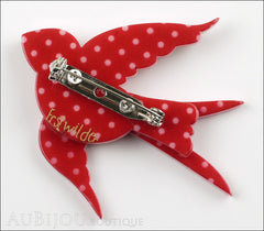 Erstwilder Bird Brooch Pin Bluebird of Happiness Red Polka Dot Back