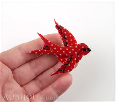 Erstwilder Bird Brooch Pin Bluebird of Happiness Red Polka Dot Model