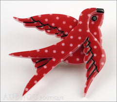 Erstwilder Bird Brooch Pin Bluebird of Happiness Red Polka Dot Side