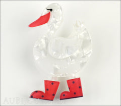 Erstwilder Bird Brooch Pin Donavon Ditsy Duck White Red Front