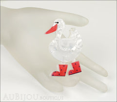 Erstwilder Bird Brooch Pin Donavon Ditsy Duck White Red Mannequin