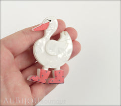 Erstwilder Bird Brooch Pin Donavon Ditsy Duck White Red Model