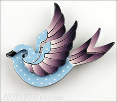 Erstwilder Bird Brooch Pin Fancie Jo Sparrow Blue Grey Front
