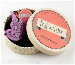 Erstwilder Bird Brooch Pin Fancie Jo Sparrow Pearly Purple Box