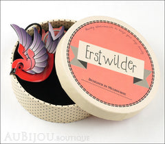 Erstwilder Bird Brooch Pin Fancie Jo Sparrow Red Grey Box