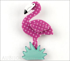 Erstwilder Bird Brooch Pin Flamboyant Flamingo Funk Purple Polka Dot Front