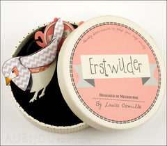 Erstwilder Bird Brooch Pin Fred Finch White Chevron Box