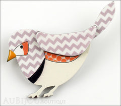 Erstwilder Bird Brooch Pin Fred Finch White Chevron Front