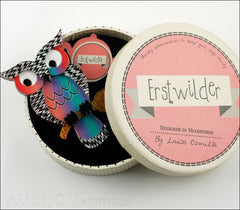 Erstwilder Bird Brooch Pin Howards Hoot Owl Grey Multicolor Box