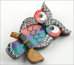 Erstwilder Bird Brooch Pin Howards Hoot Owl Grey Multicolor Side