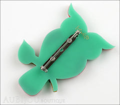 Erstwilder Bird Brooch Pin Howards Hoot Owl Pink Green Back