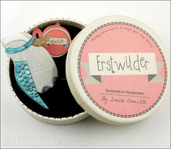 Erstwilder Bird Brooch Pin Kallista the Kookaburra Blue Silver Box