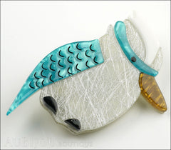 Erstwilder Bird Brooch Pin Kallista the Kookaburra Blue Silver Side