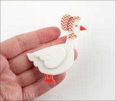 Erstwilder Bird Brooch Pin Martha Mother Goose White Chevron Model