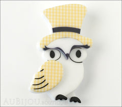 Erstwilder Bird Brooch Pin Olga Owl Yellow White Front