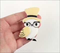 Erstwilder Bird Brooch Pin Olga Owl Yellow White Model