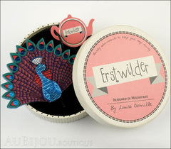 Erstwilder Bird Brooch Pin Penelope Peacock Blue Purple Box