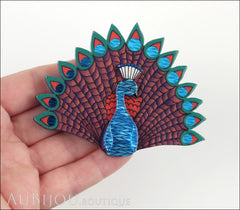 Erstwilder Bird Brooch Pin Penelope Peacock Blue Purple Model