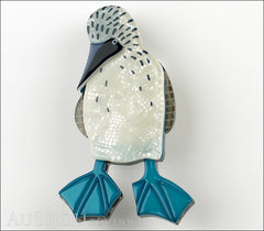 Erstwilder Bird Brooch Pin Ruby the Booby White Blue Front