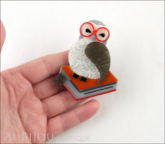 Erstwilder Bird Brooch Pin Studious Snow Owl Orange Model