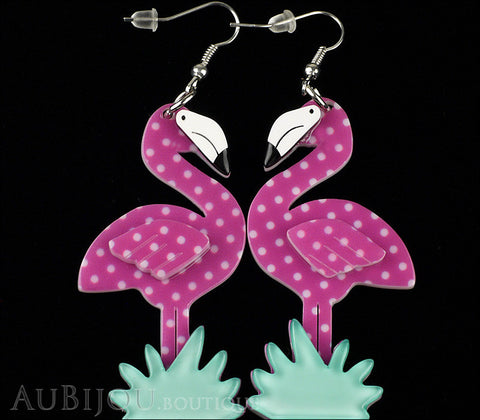 Erstwilder Bird Earrings Flamboyant Flamingo Funk Purple Polka Dot Gallery