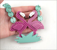 Erstwilder Bird Necklace Flamboyant Flamingo Funk Purple Polka Dot Model