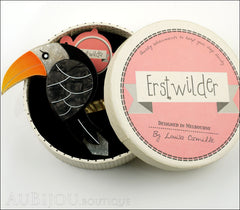 Erstwilder Bird Pin Brooch Terrence Toucan Grey Orange Box