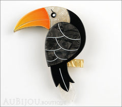 Erstwilder Bird Pin Brooch Terrence Toucan Grey Orange Front