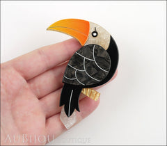 Erstwilder Bird Pin Brooch Terrence Toucan Grey Orange Model